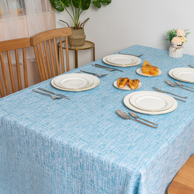 100% Cotton Blue Yarn Dyed Imitation Bamboo Yarn Tablecloth