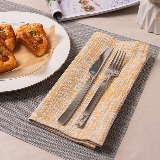 100% Cotton Yellow Yarn Dyed Imitation Bamboo Yarn Napkin